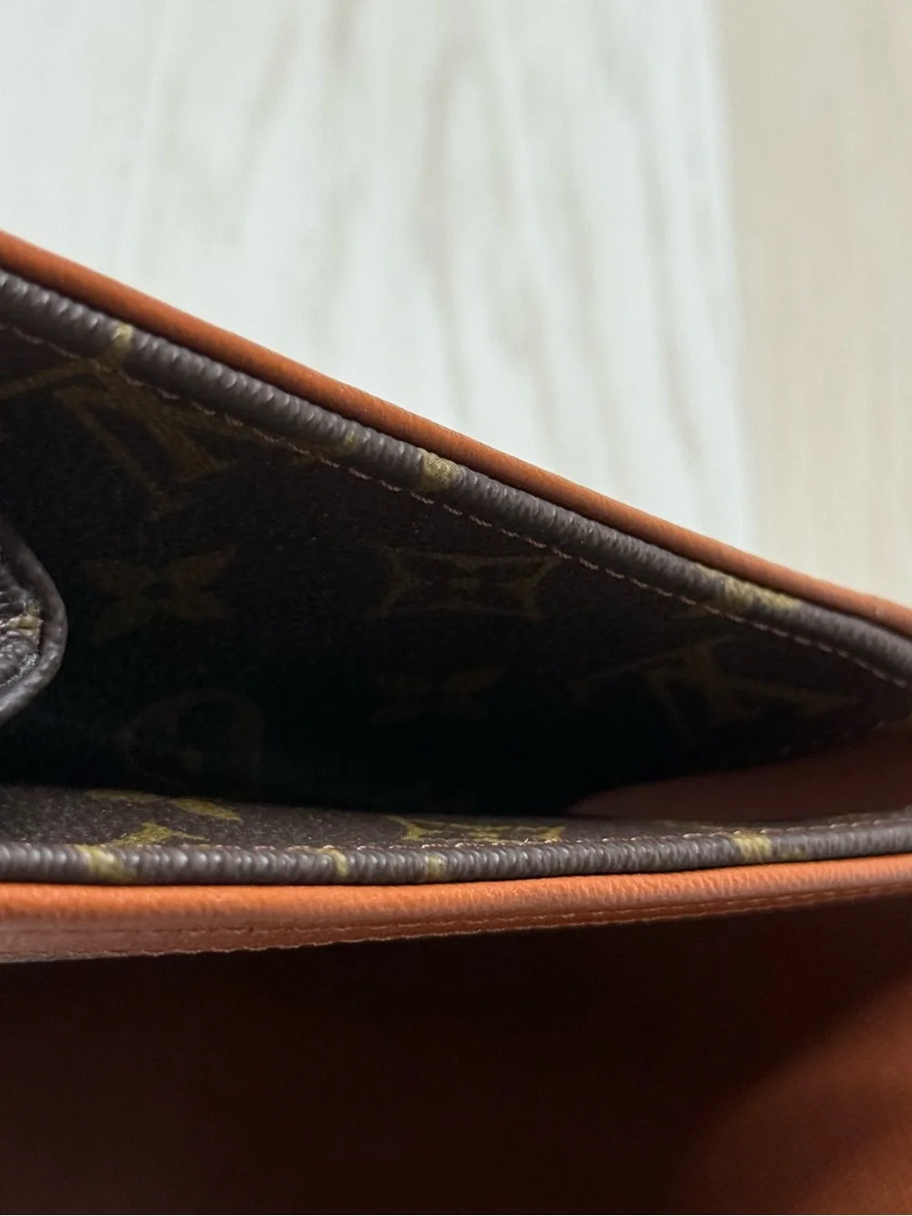 Louis Vuitton Monogram Foldover Clutch in Brown and Tan Leather Trim - Picture 15 of 16
